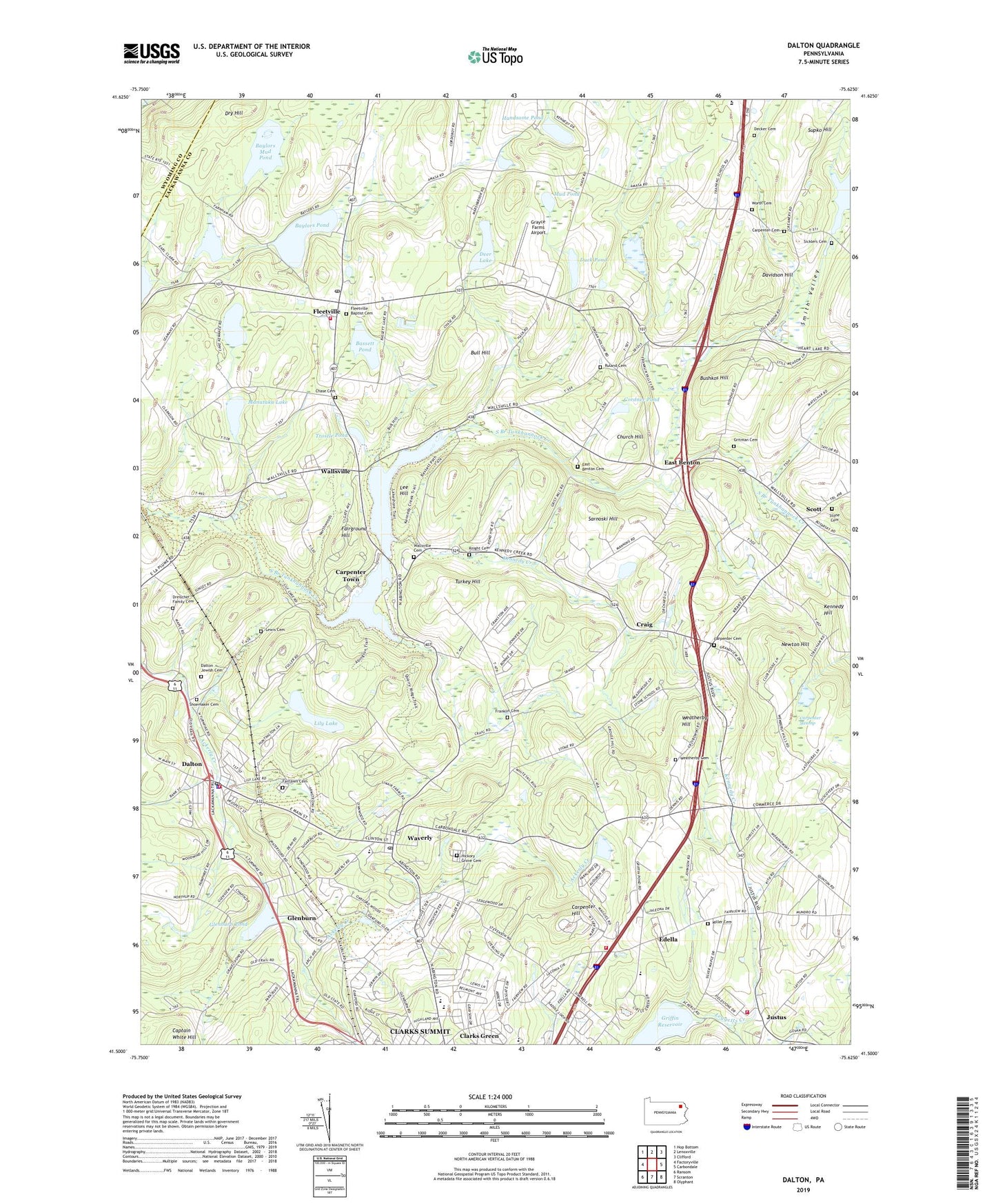 Dalton Pennsylvania US Topo Map Image
