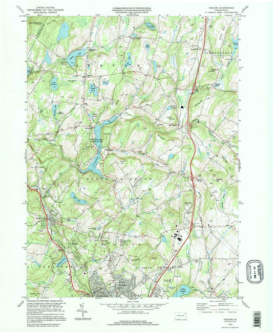 Classic USGS Dalton Pennsylvania 7.5'x7.5' Topo Map Image