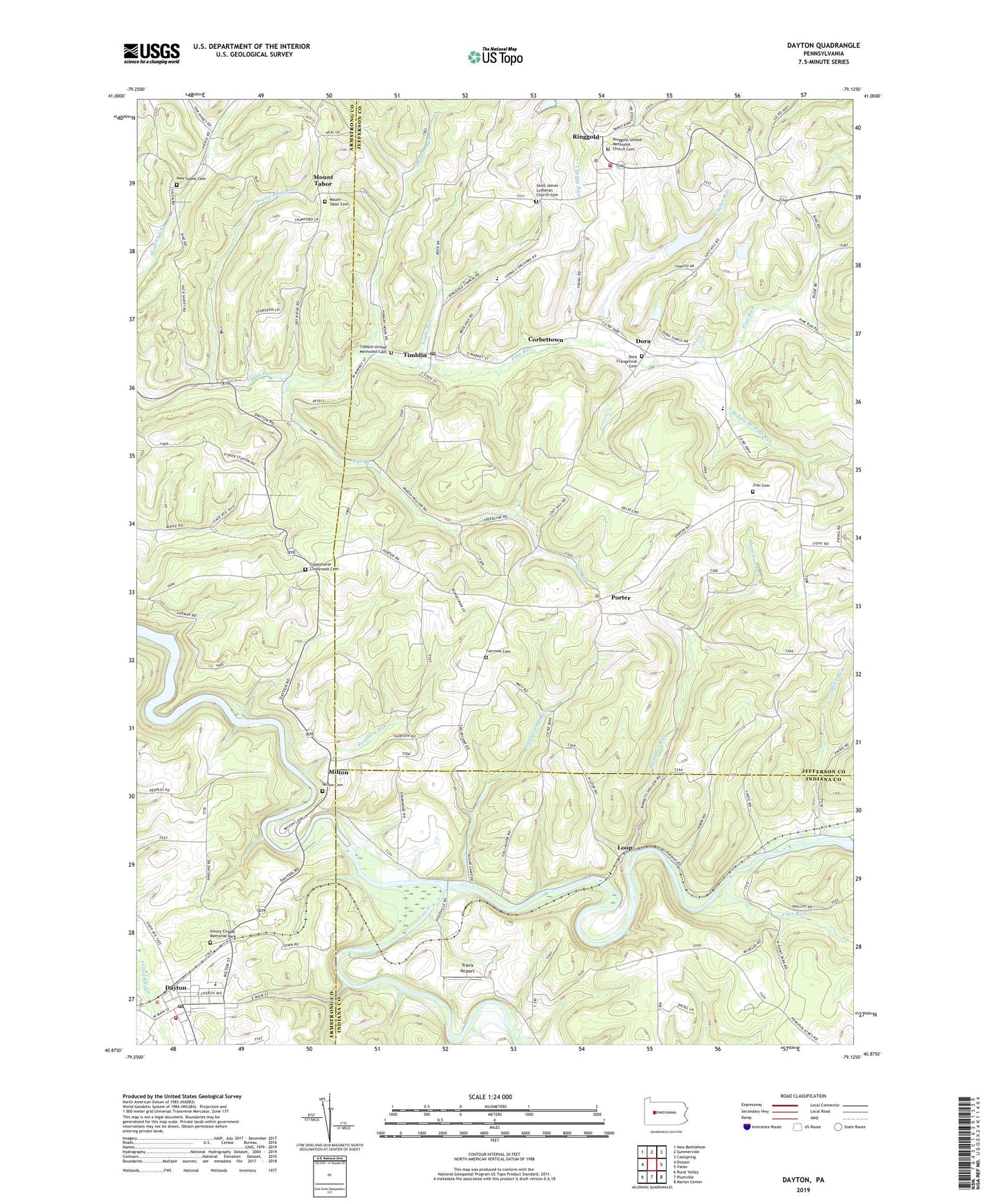 Dayton Pennsylvania US Topo Map Image