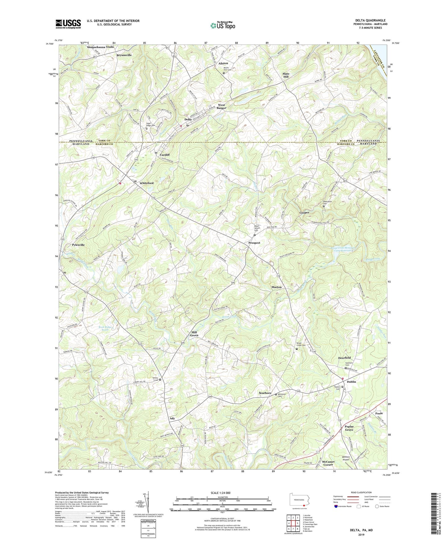 Delta Pennsylvania US Topo Map Image