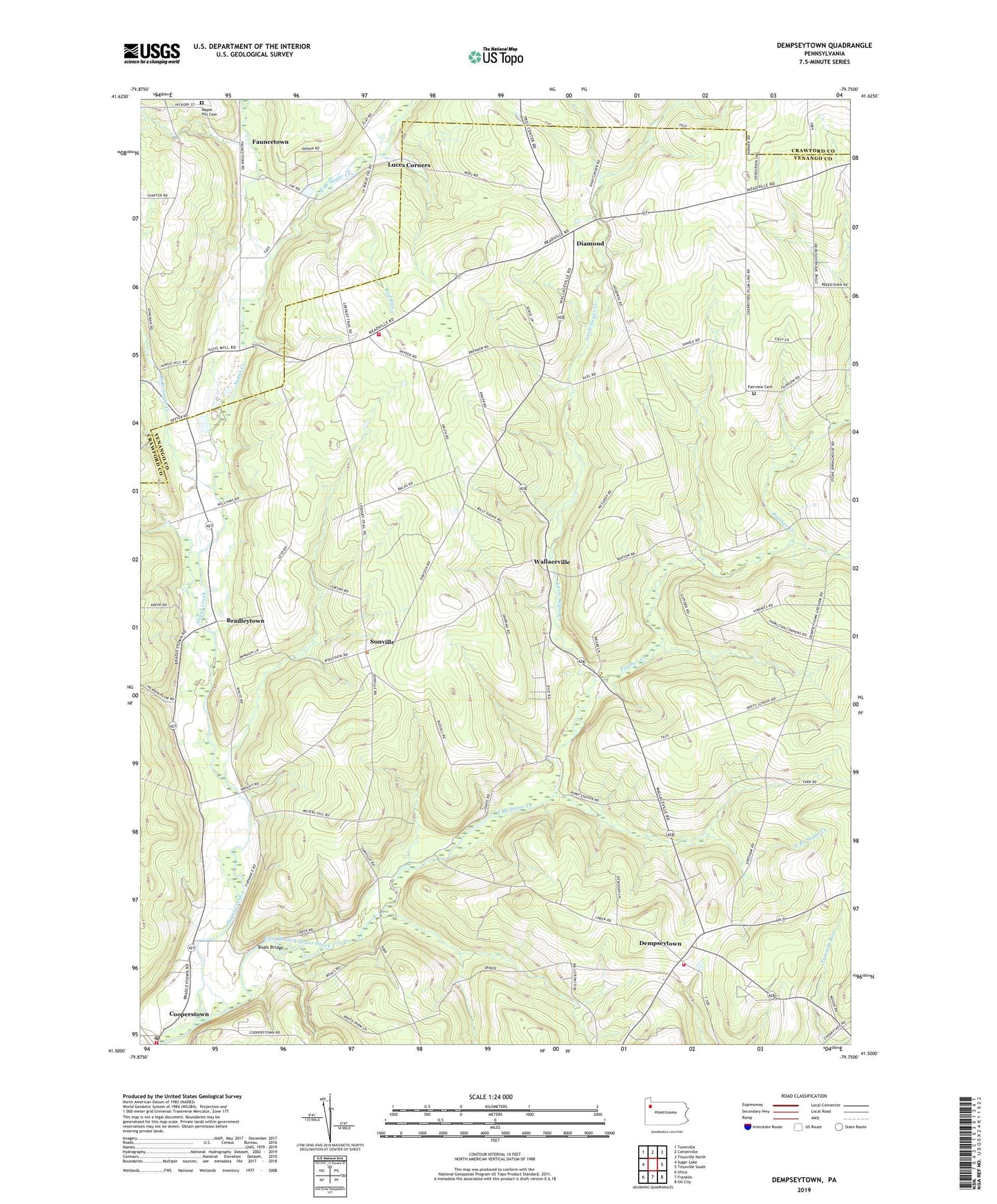 Dempseytown Pennsylvania US Topo Map Image