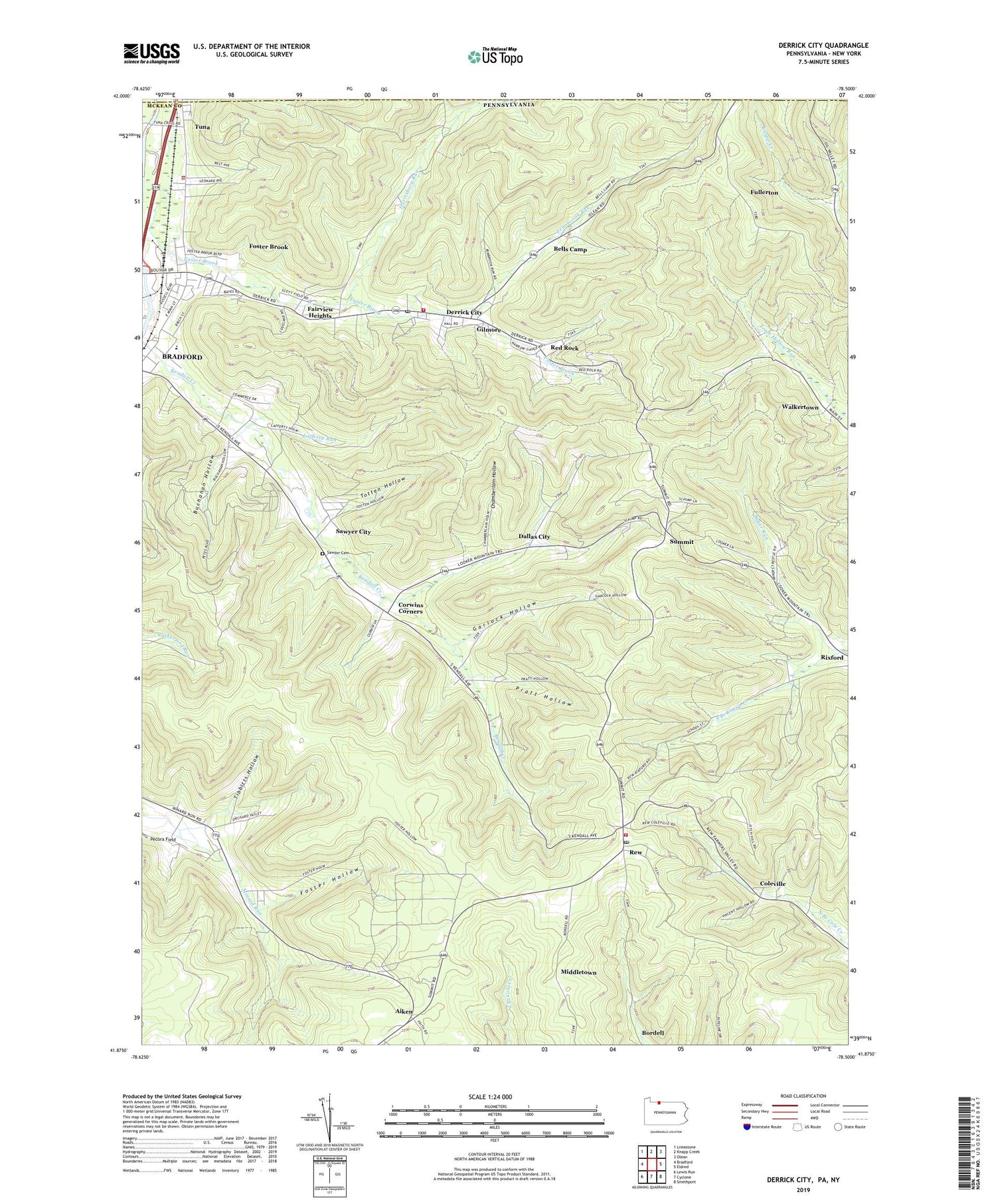 Derrick City Pennsylvania US Topo Map Image