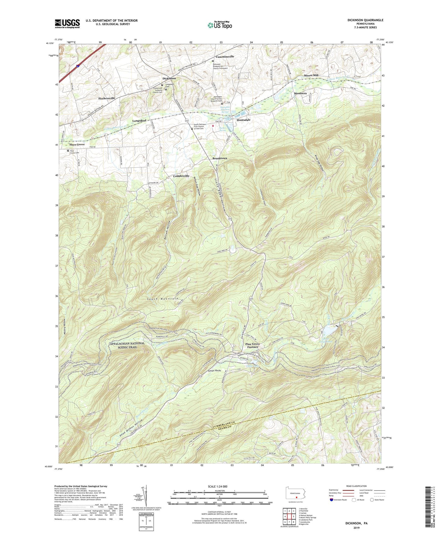 Dickinson Pennsylvania US Topo Map Image