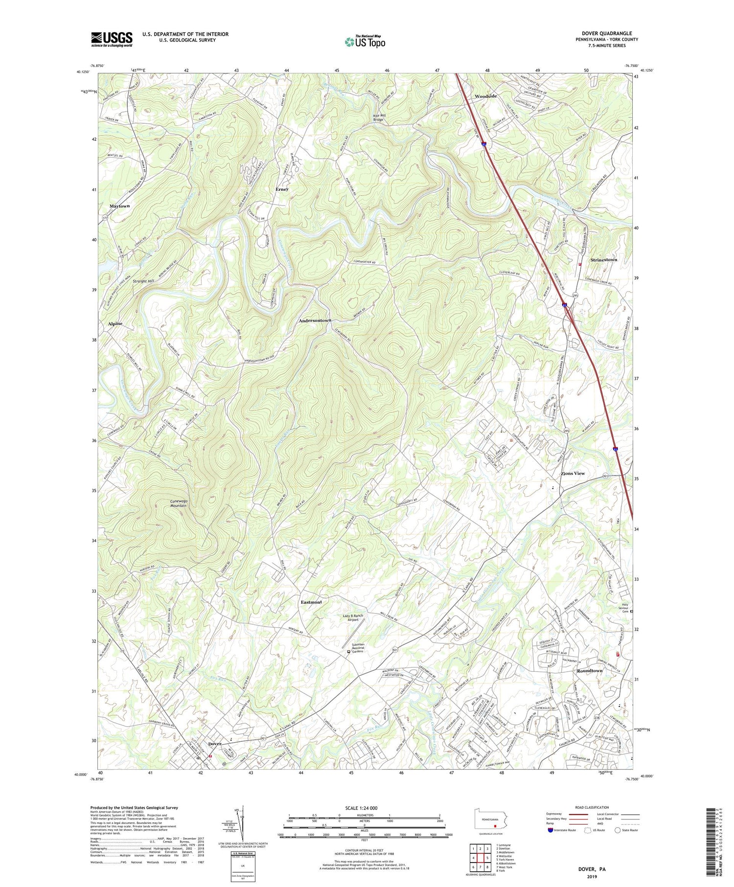 Dover Pennsylvania US Topo Map Image