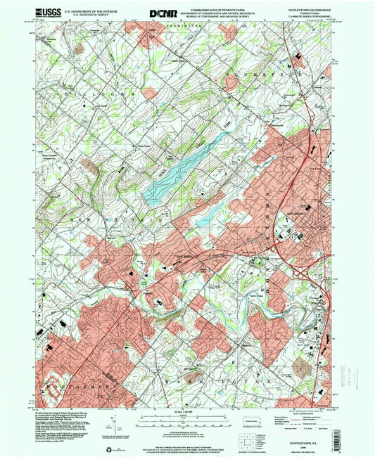 Classic USGS Doylestown Pennsylvania 7.5'x7.5' Topo Map Image