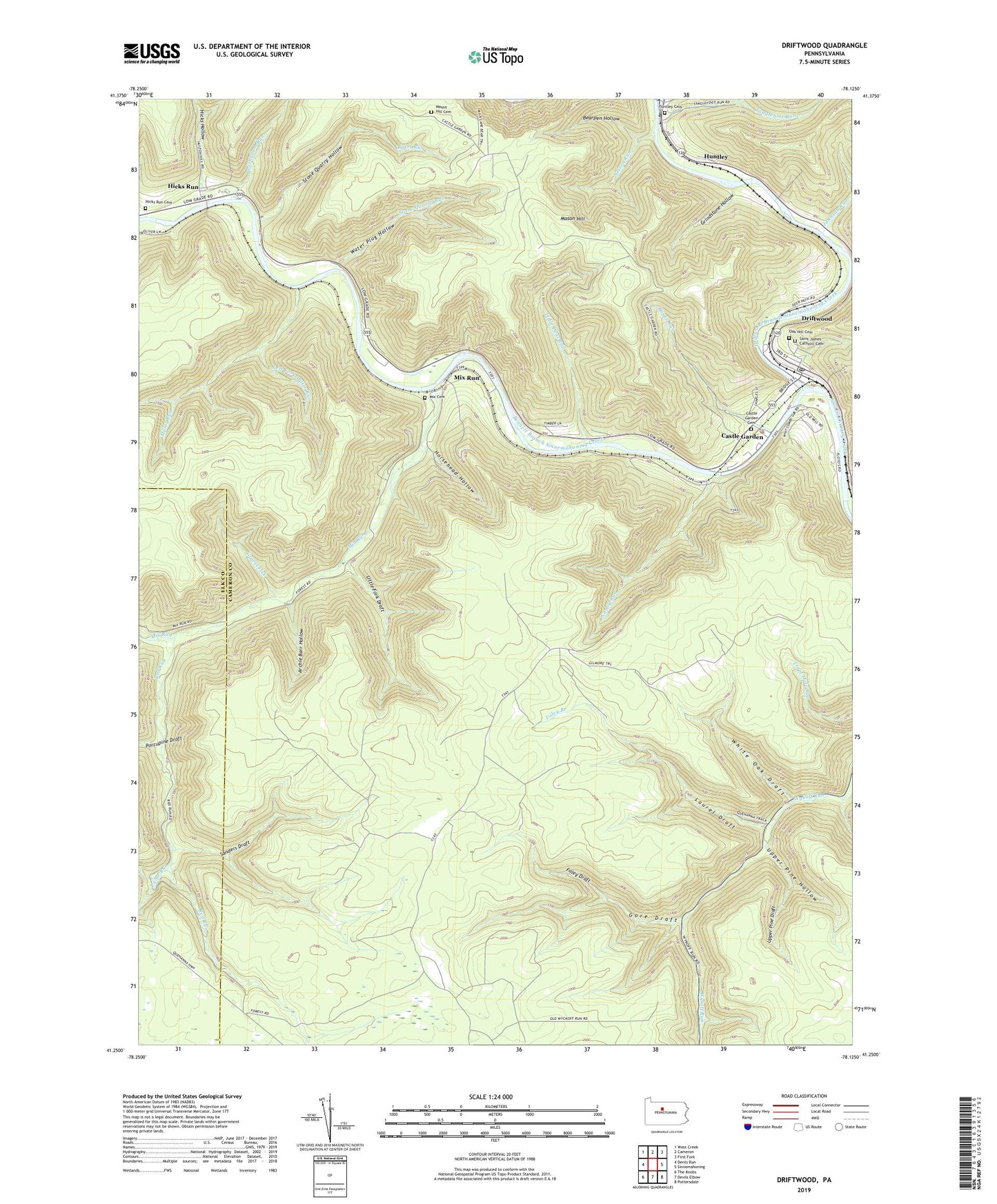 Driftwood Pennsylvania US Topo Map Image