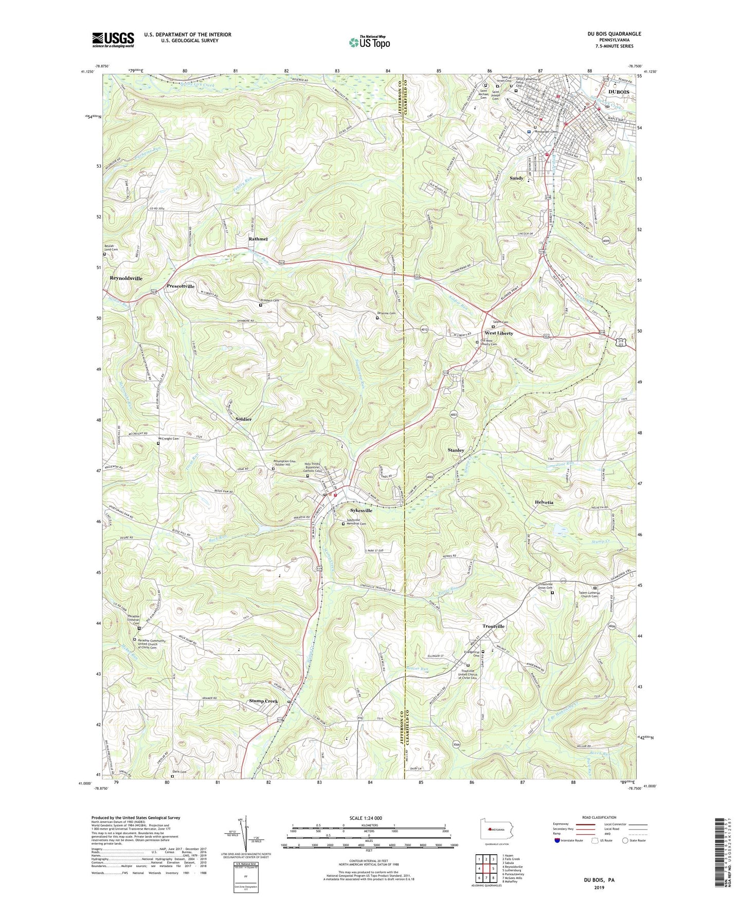 Du Bois Pennsylvania US Topo Map Image