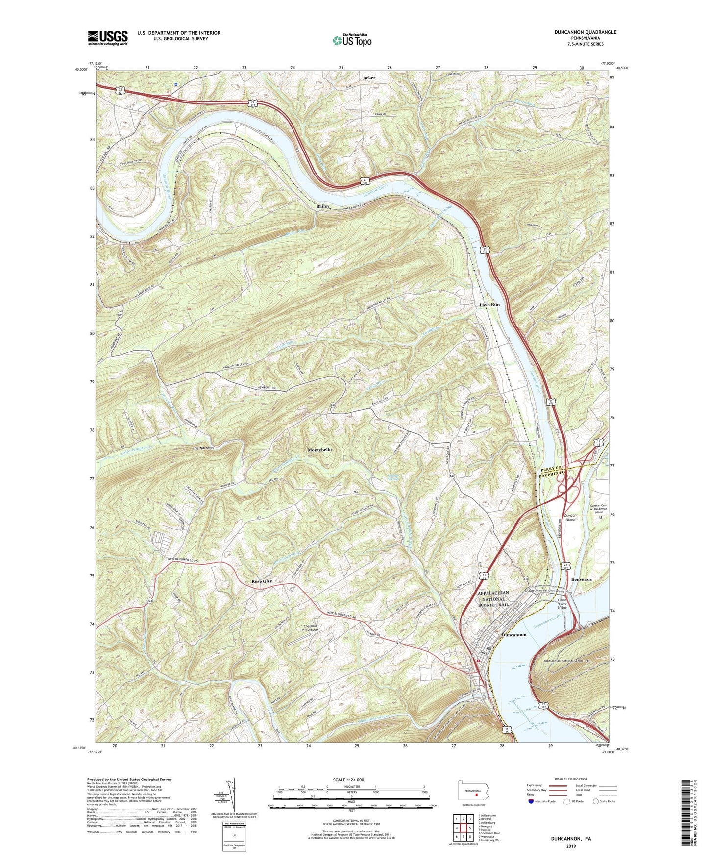 Duncannon Pennsylvania US Topo Map Image