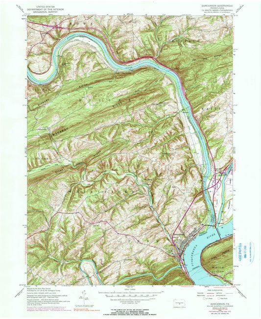 Classic USGS Duncannon Pennsylvania 7.5'x7.5' Topo Map Image