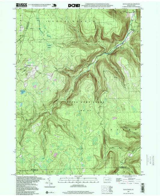 Classic USGS Dutch Mountain Pennsylvania 7.5'x7.5' Topo Map Image