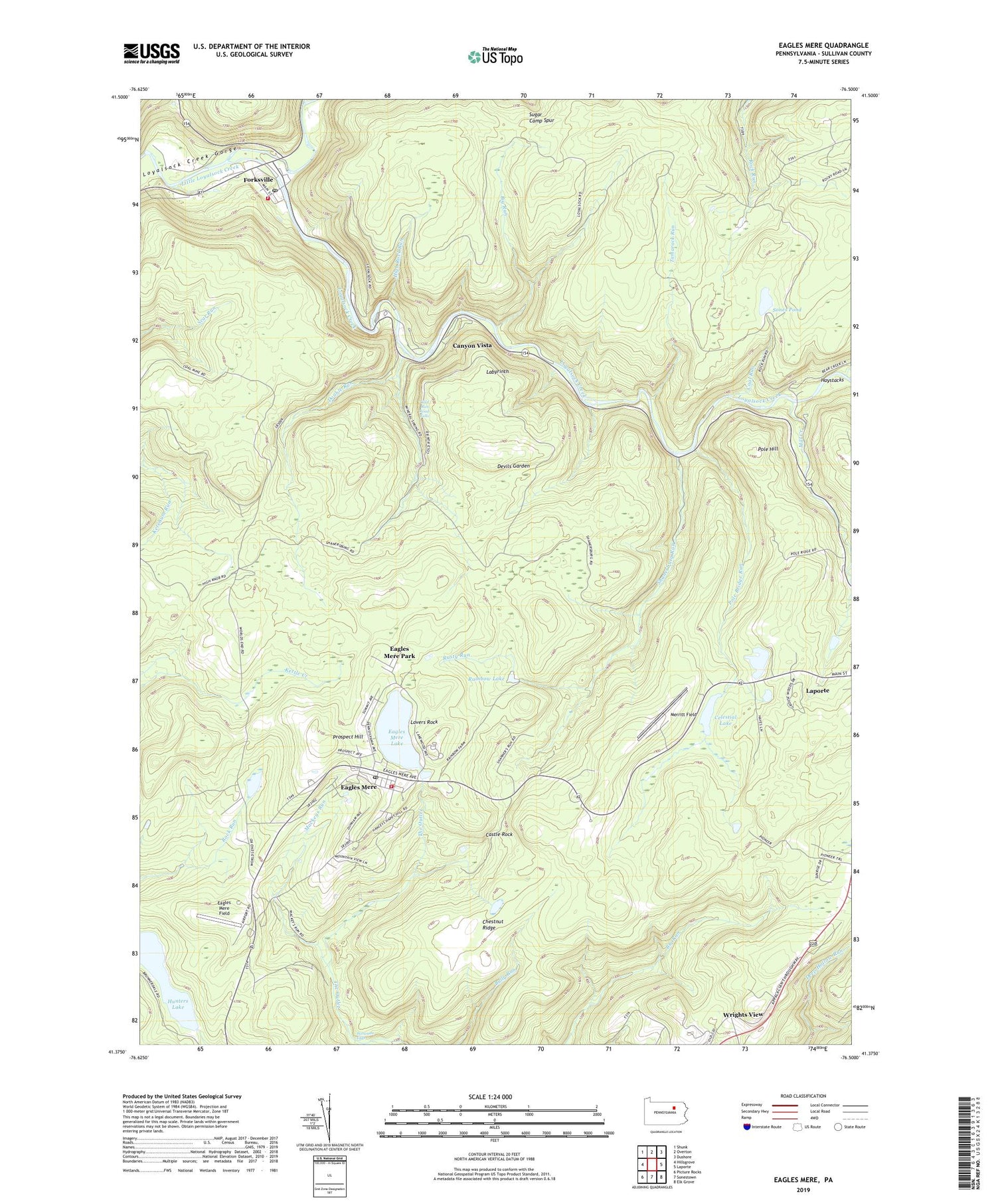 Eagles Mere Pennsylvania US Topo Map Image