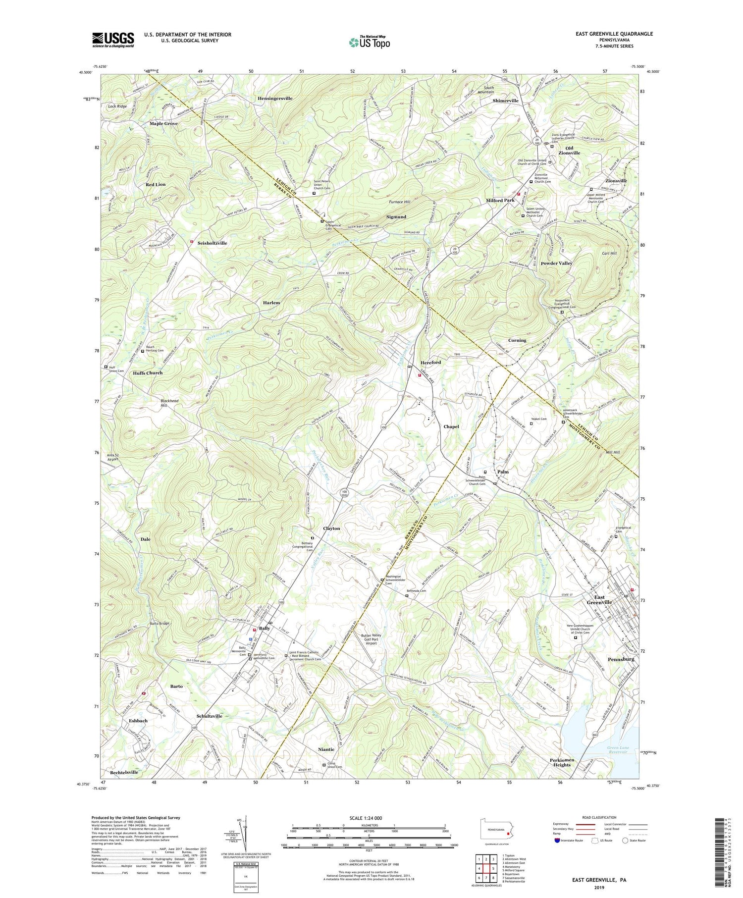 East Greenville Pennsylvania US Topo Map Image