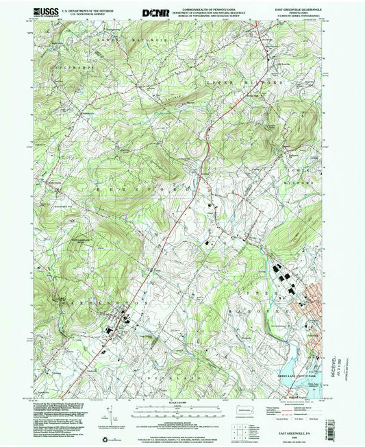 Classic USGS East Greenville Pennsylvania 7.5'x7.5' Topo Map Image