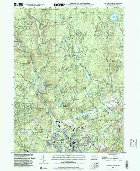 Classic USGS East Stroudsburg Pennsylvania 7.5'x7.5' Topo Map Image