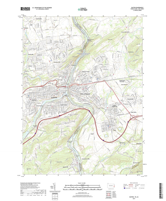 Easton Pennsylvania US Topo Map Image