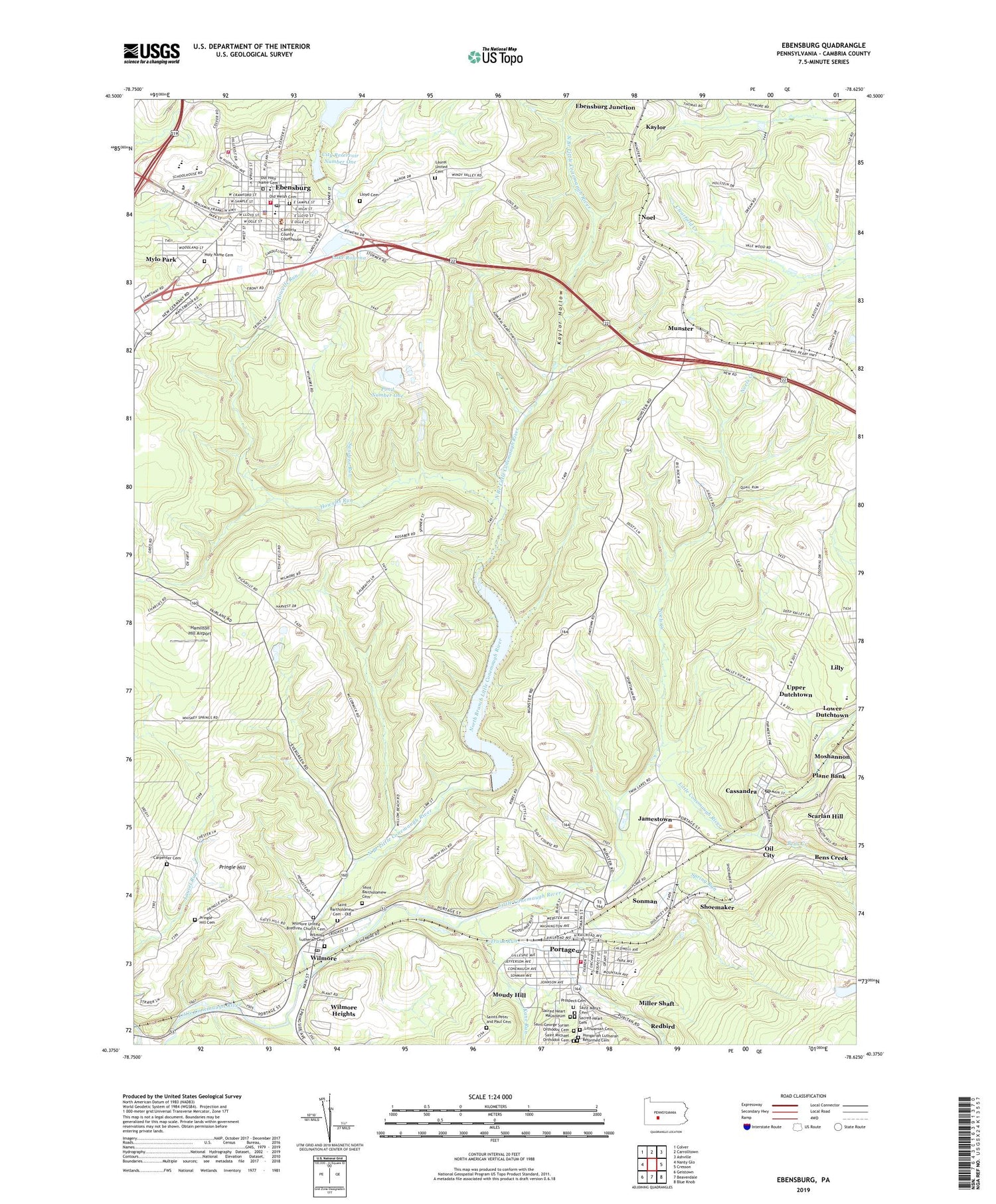 Ebensburg Pennsylvania US Topo Map Image