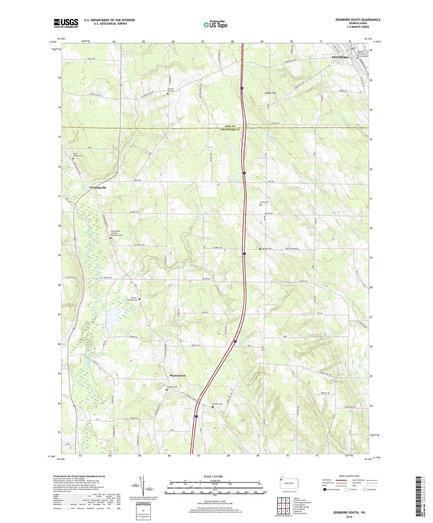 Edinboro South Pennsylvania US Topo Map Image