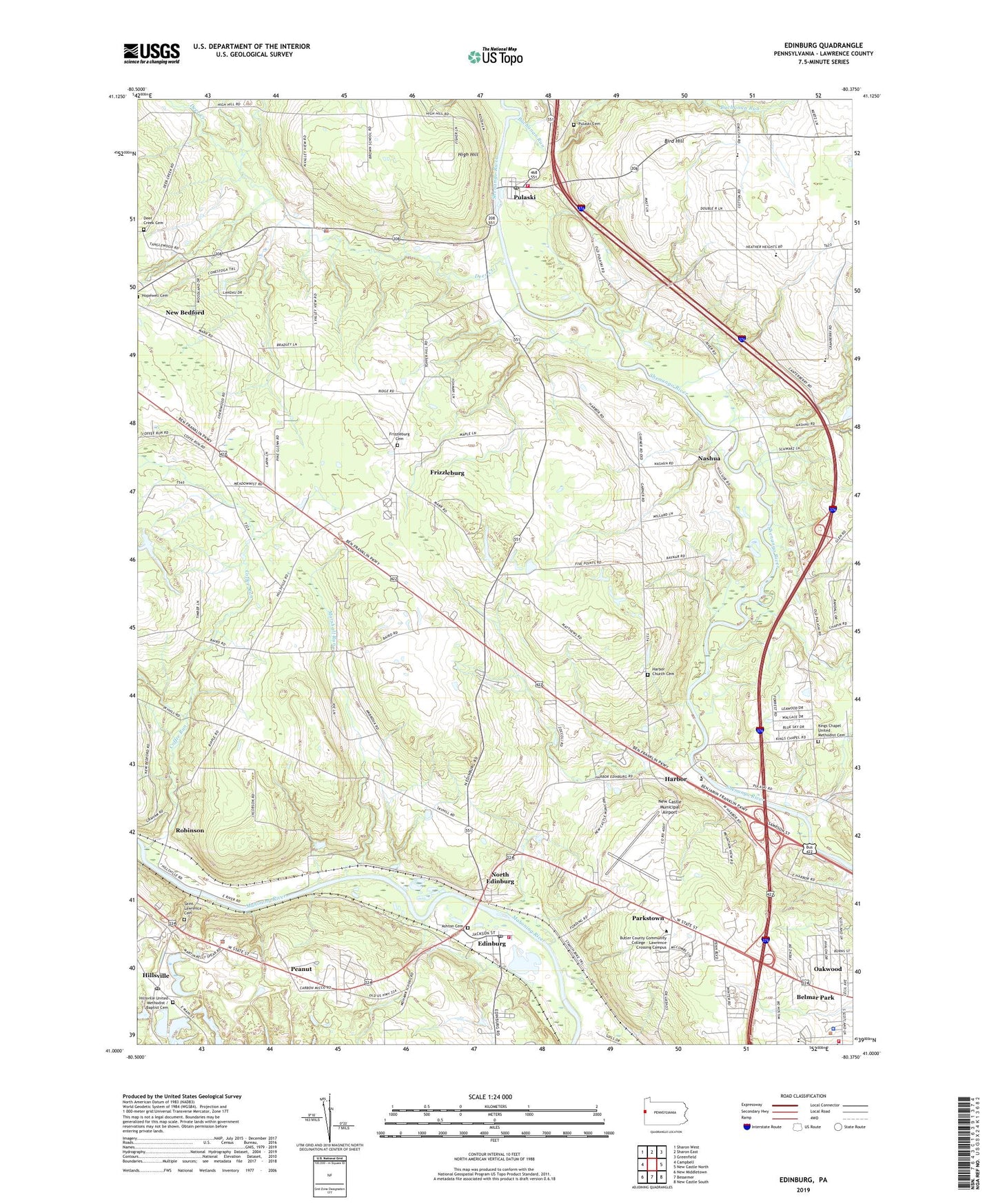 Edinburg Pennsylvania US Topo Map Image