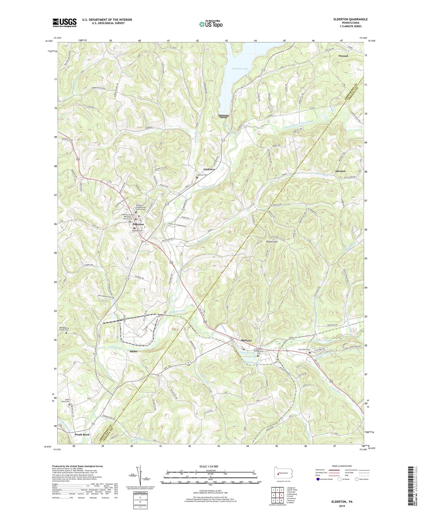 Elderton Pennsylvania US Topo Map Image