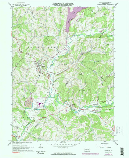 Classic USGS Elderton Pennsylvania 7.5'x7.5' Topo Map Image