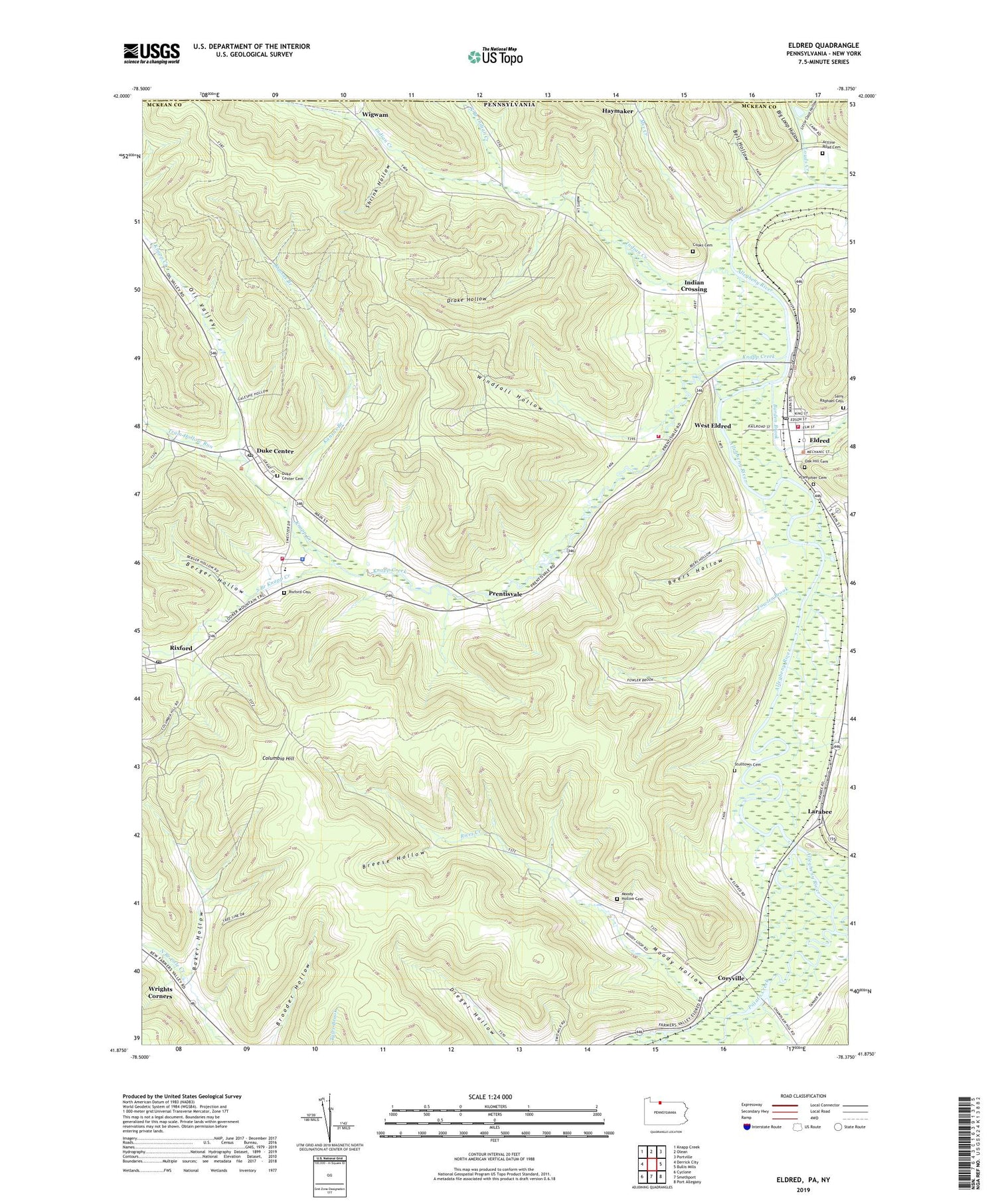 Eldred Pennsylvania US Topo Map Image