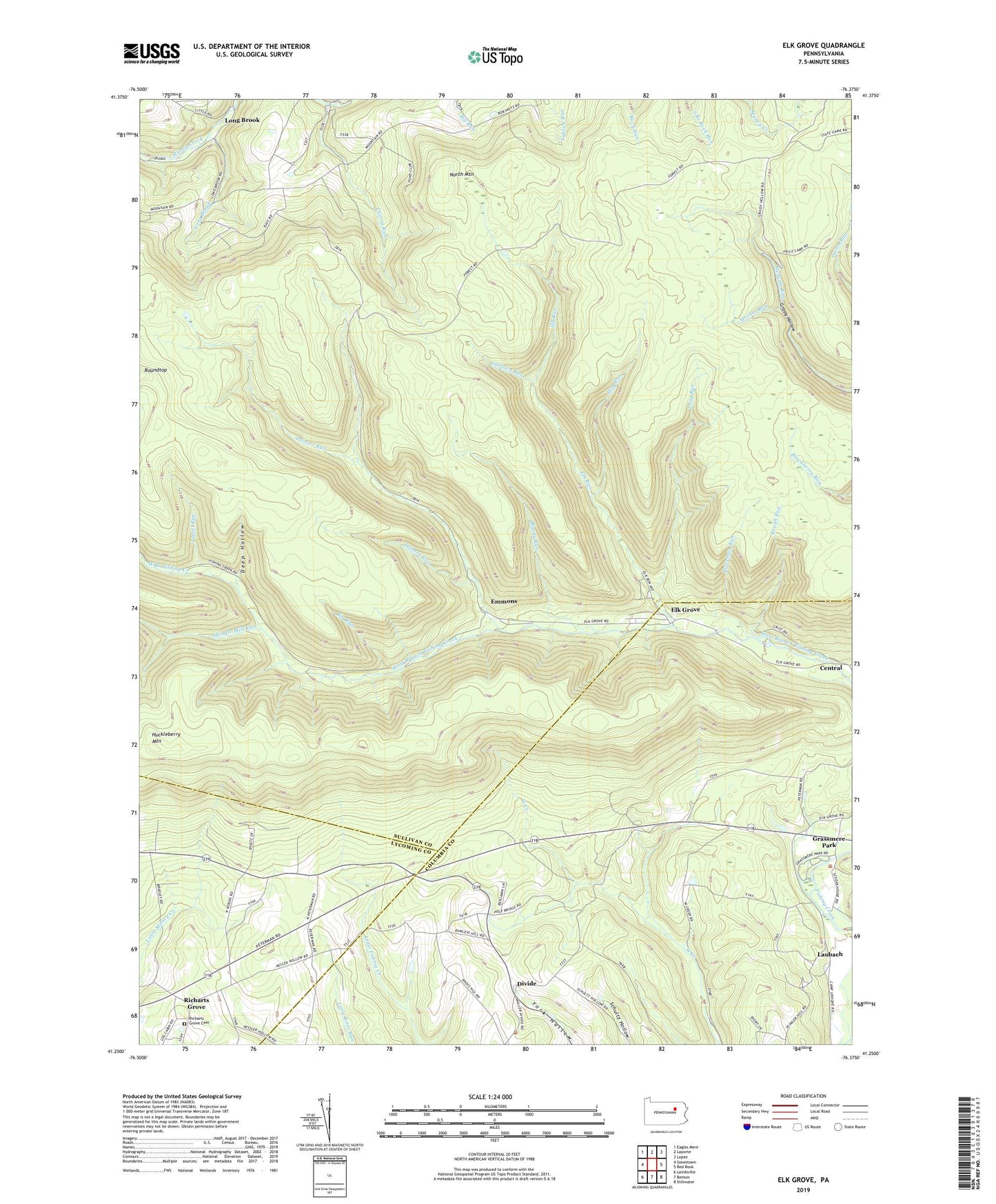Elk Grove Pennsylvania US Topo Map Image