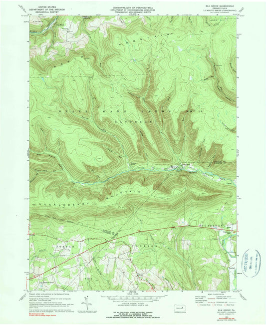 Classic USGS Elk Grove Pennsylvania 7.5'x7.5' Topo Map Image