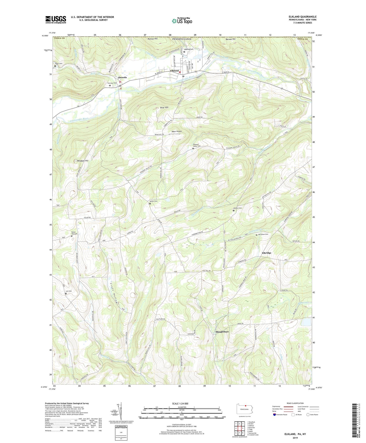 Elkland Pennsylvania US Topo Map Image