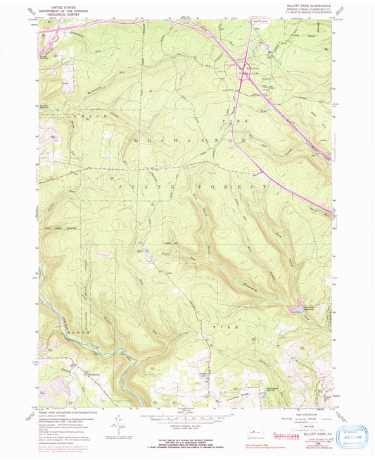 Classic USGS Elliott Park Pennsylvania 7.5'x7.5' Topo Map Image