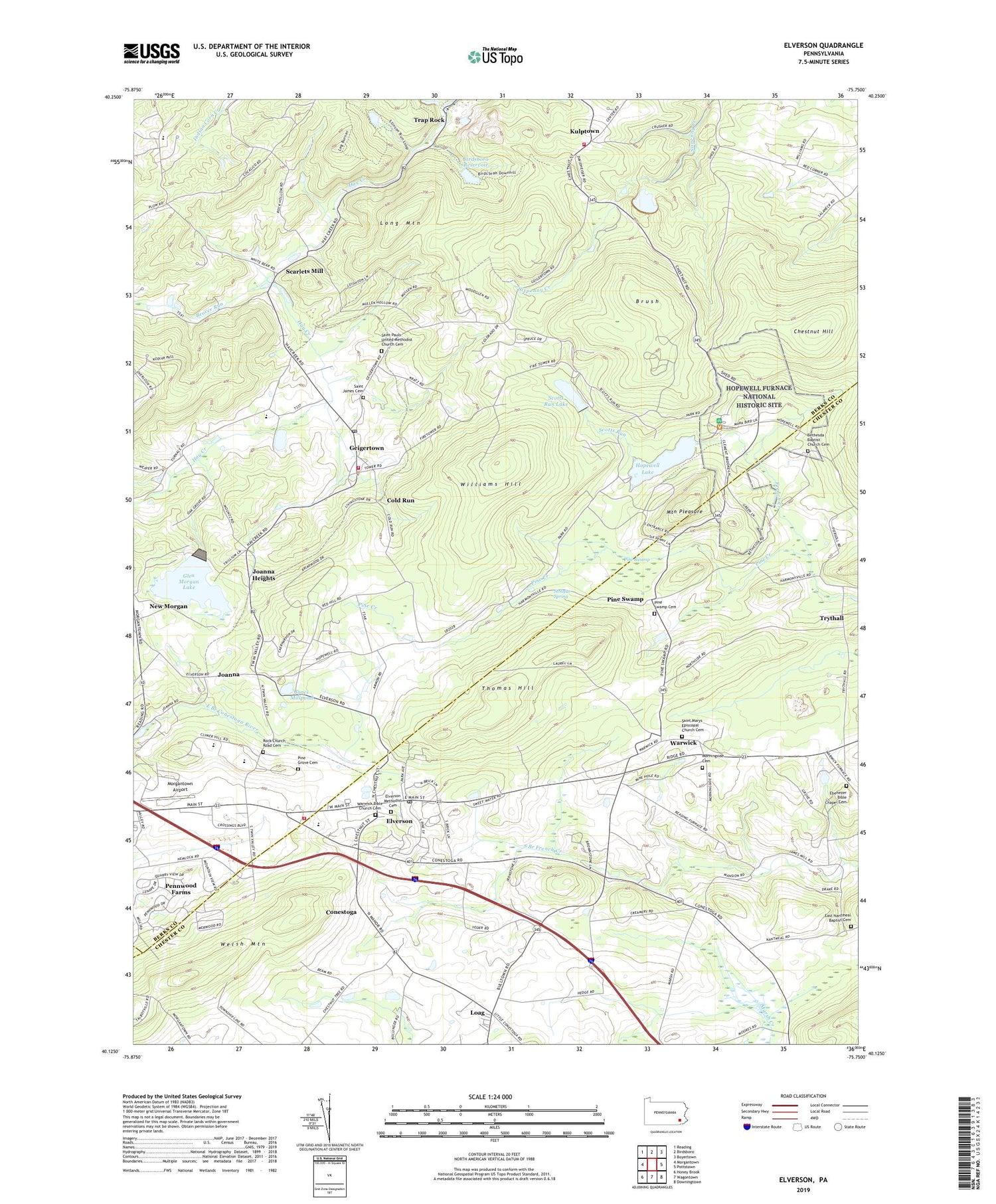 Elverson Pennsylvania US Topo Map Image