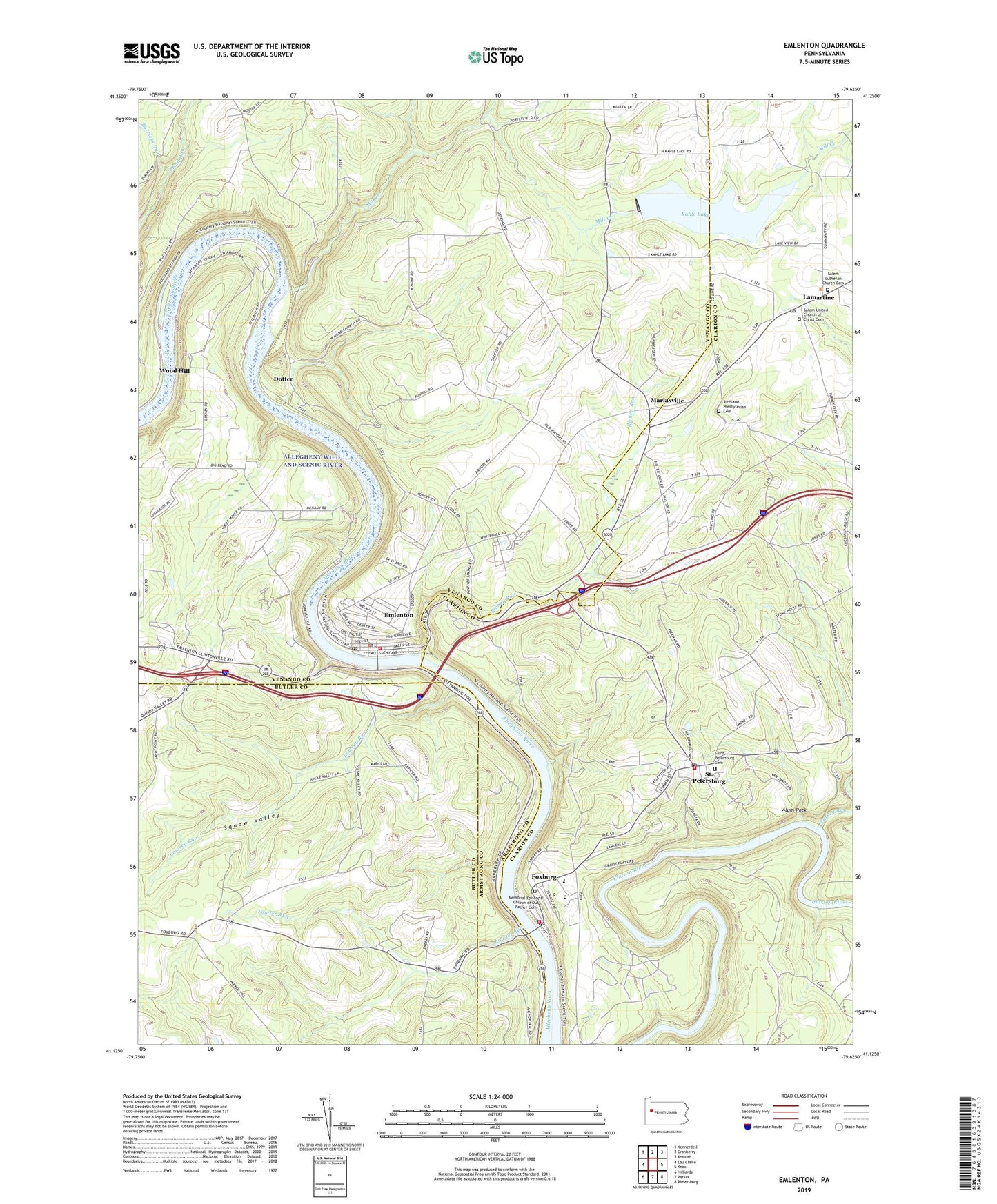 Emlenton Pennsylvania US Topo Map Image