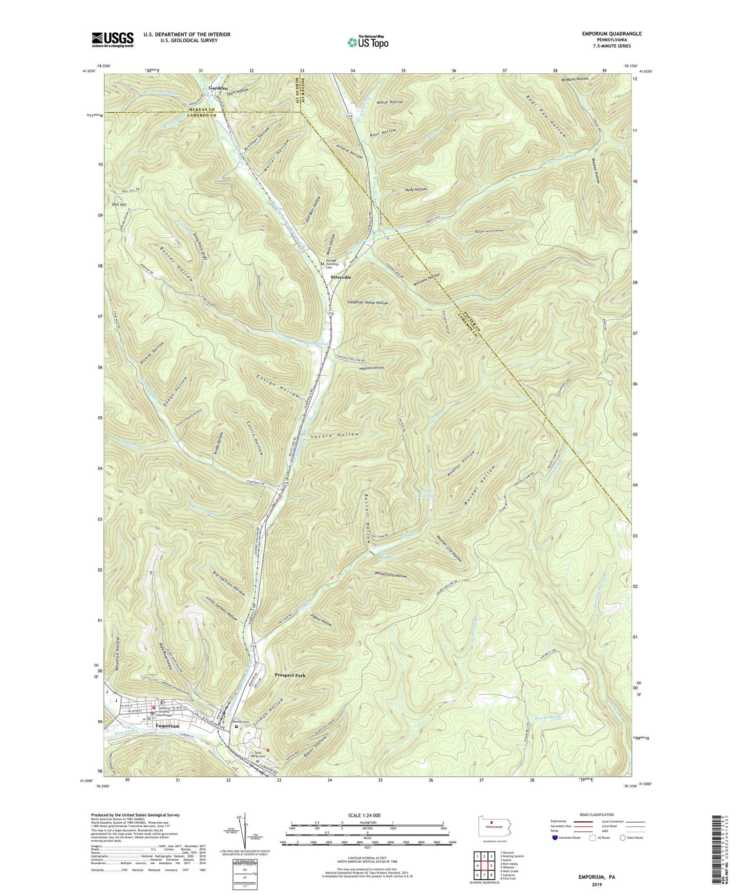 Emporium Pennsylvania US Topo Map Image