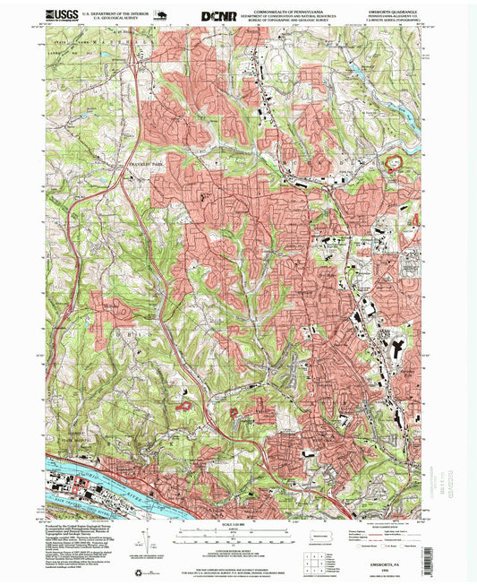 Classic USGS Emsworth Pennsylvania 7.5'x7.5' Topo Map Image