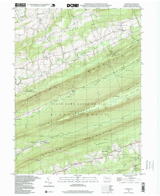 Classic USGS Enders Pennsylvania 7.5'x7.5' Topo Map Image