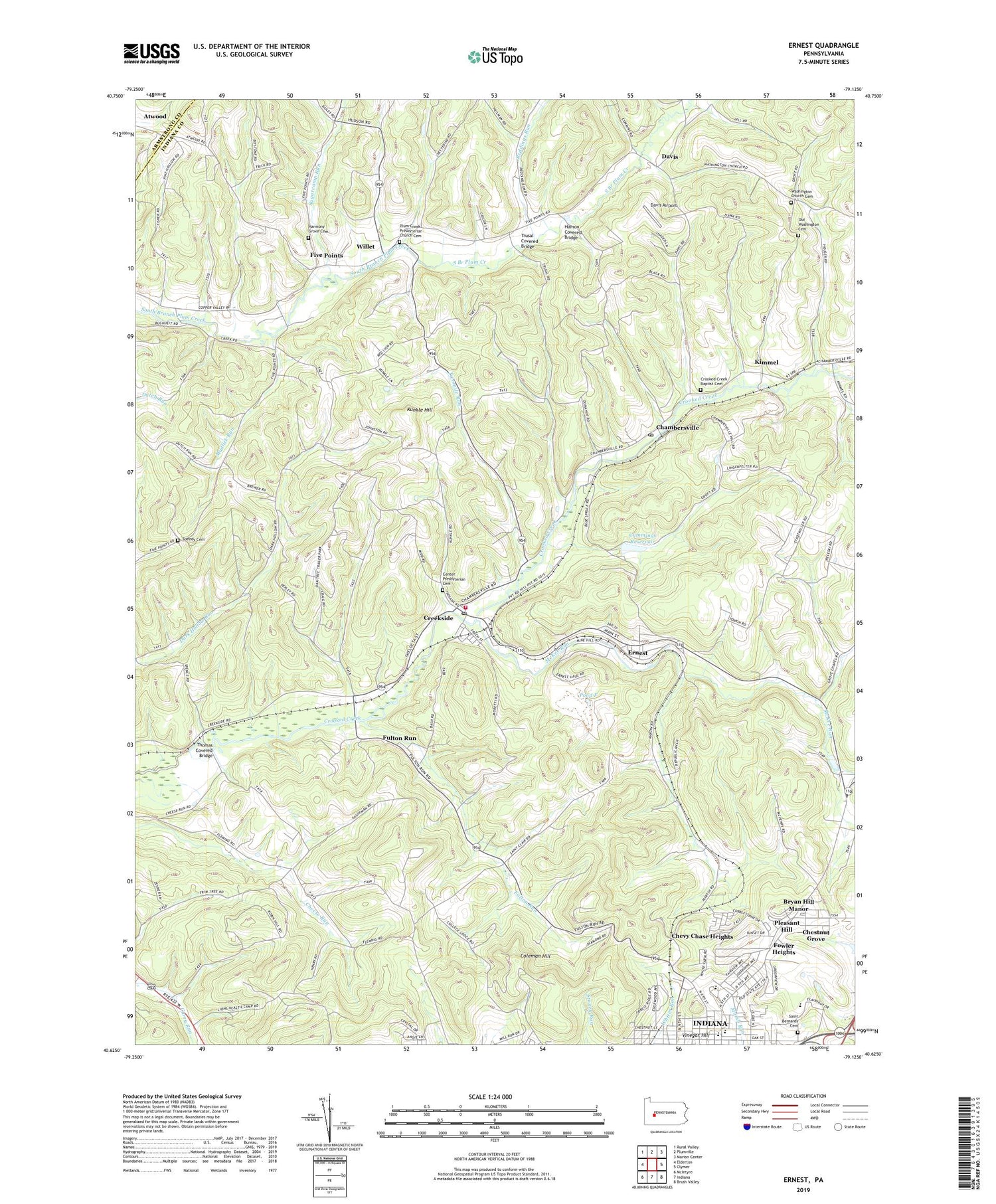 Ernest Pennsylvania US Topo Map Image