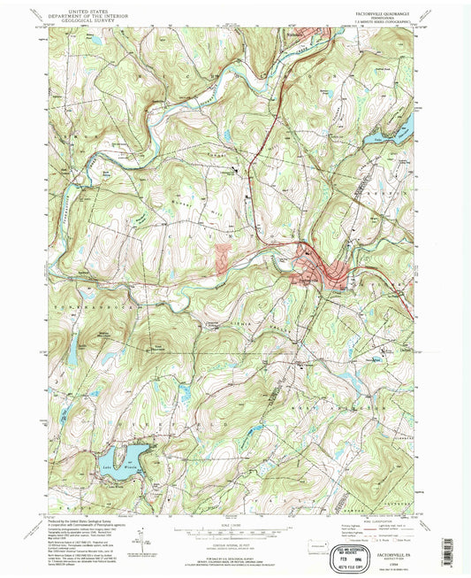 Classic USGS Factoryville Pennsylvania 7.5'x7.5' Topo Map Image