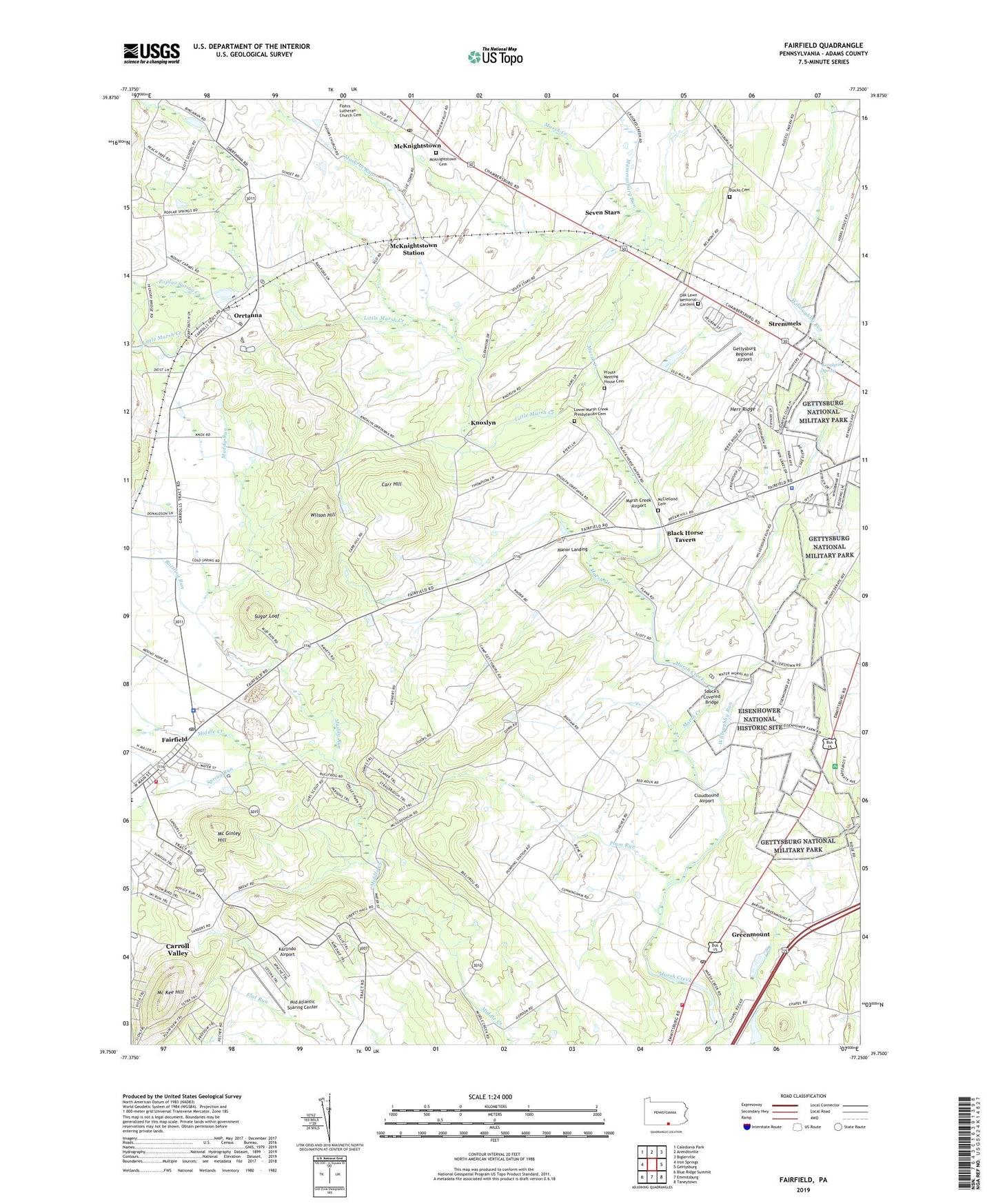 Fairfield Pennsylvania US Topo Map Image