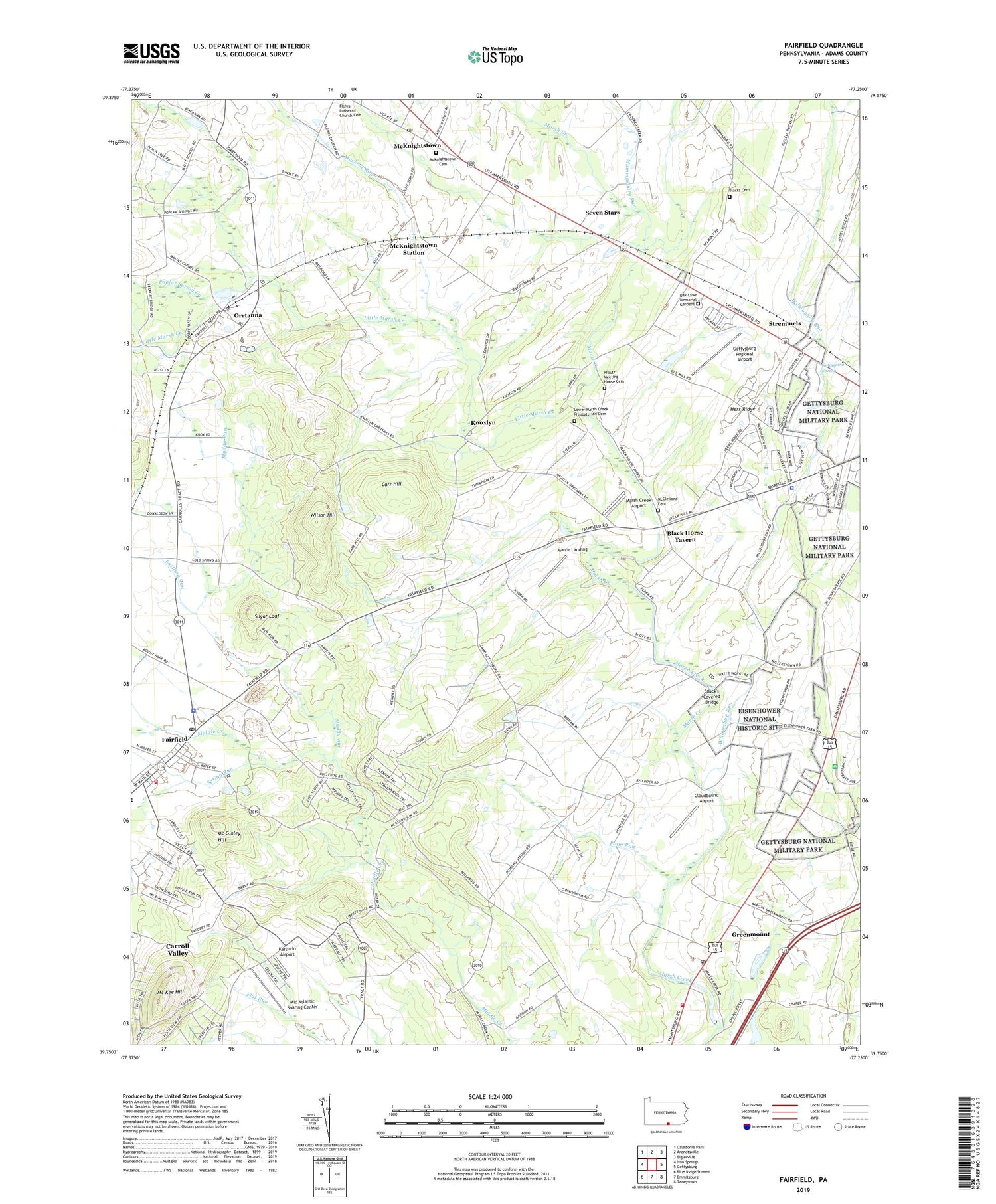 Fairfield Pennsylvania US Topo Map Image