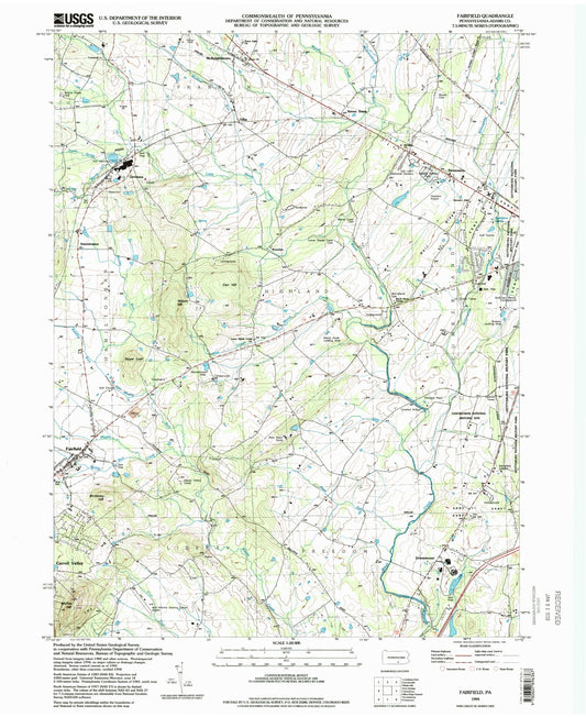 Classic USGS Fairfield Pennsylvania 7.5'x7.5' Topo Map Image