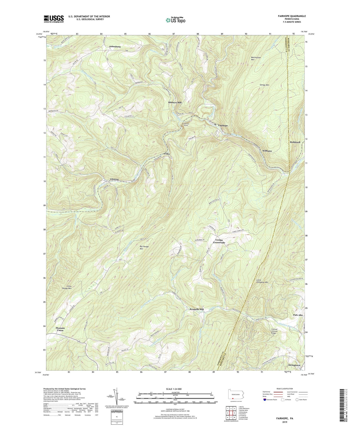 Fairhope Pennsylvania US Topo Map Image