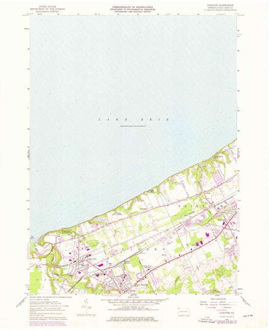 Classic USGS Fairview Pennsylvania 7.5'x7.5' Topo Map Image