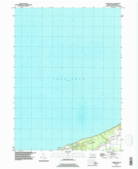 Classic USGS Fairview SW Pennsylvania 7.5'x7.5' Topo Map Image
