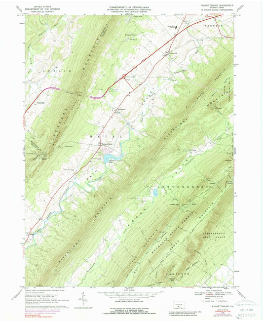 Classic USGS Fannettsburg Pennsylvania 7.5'x7.5' Topo Map Image
