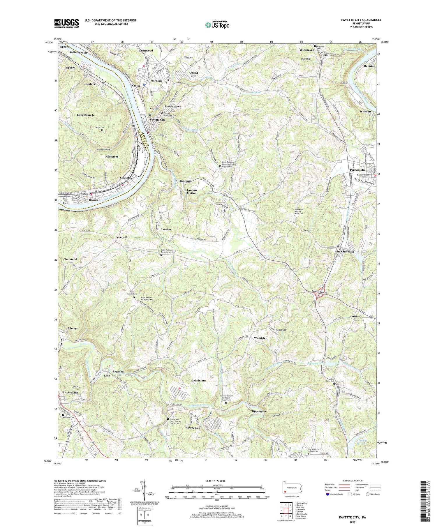Fayette City Pennsylvania US Topo Map Image