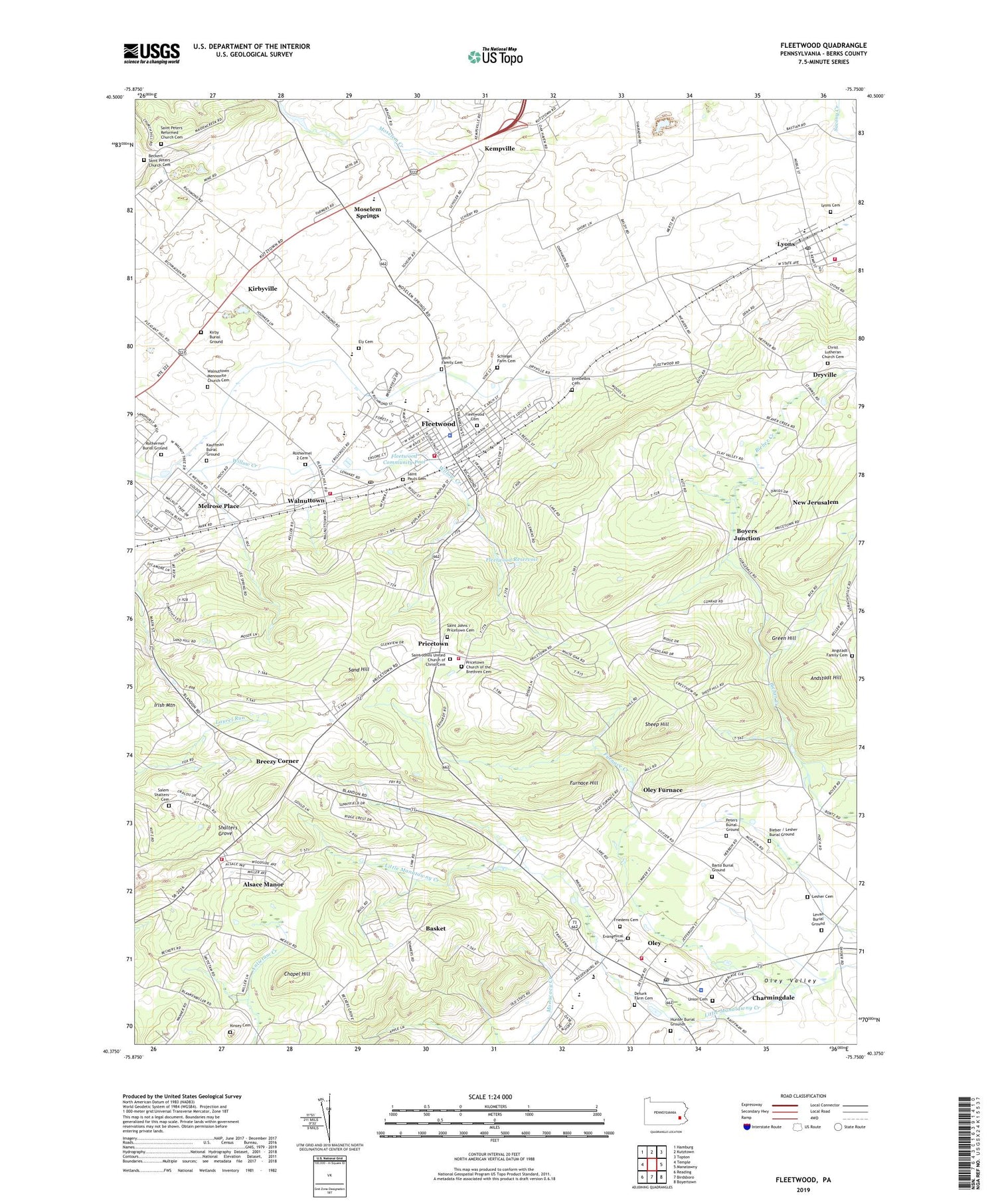 Fleetwood Pennsylvania US Topo Map Image