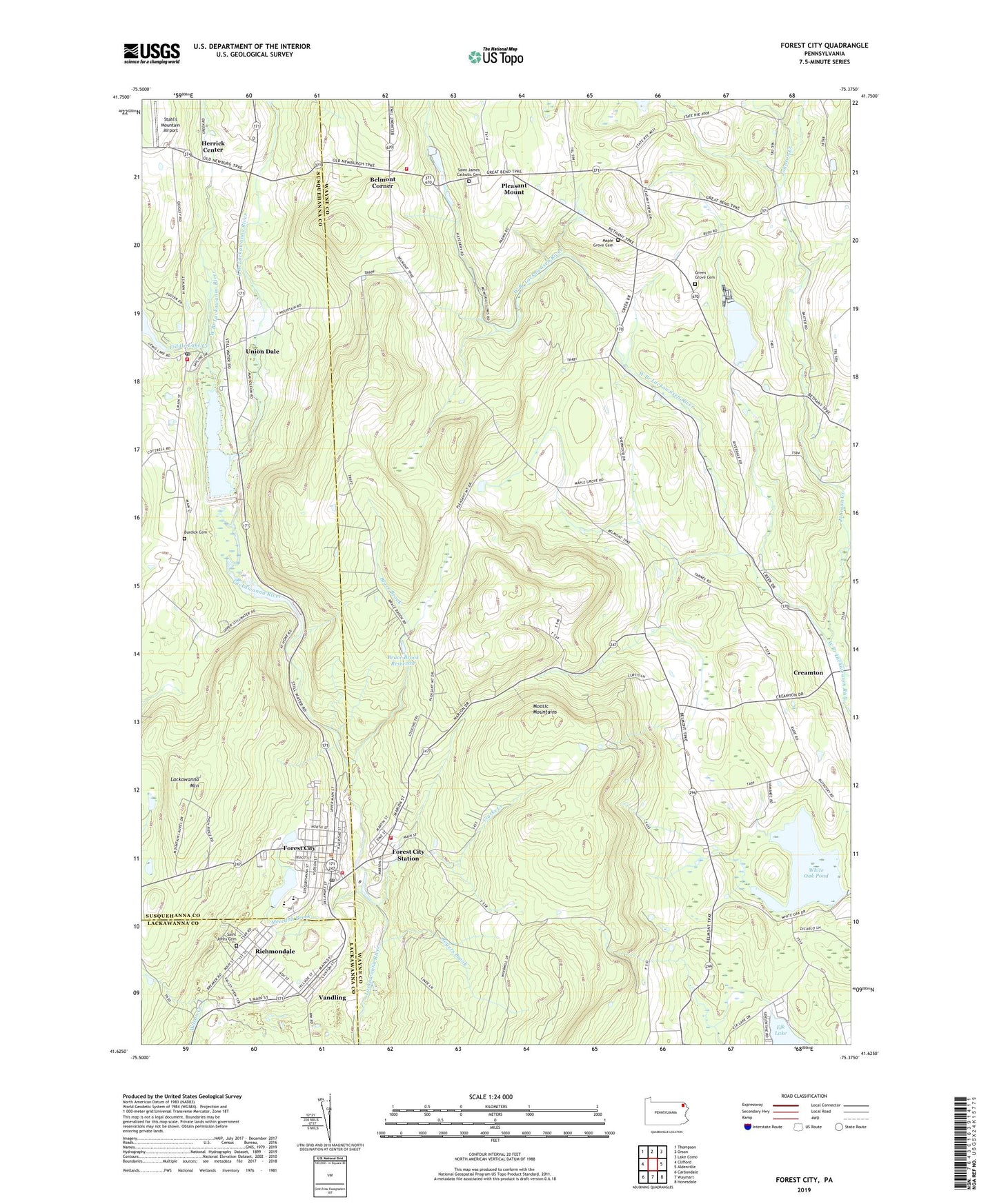 Forest City Pennsylvania US Topo Map Image