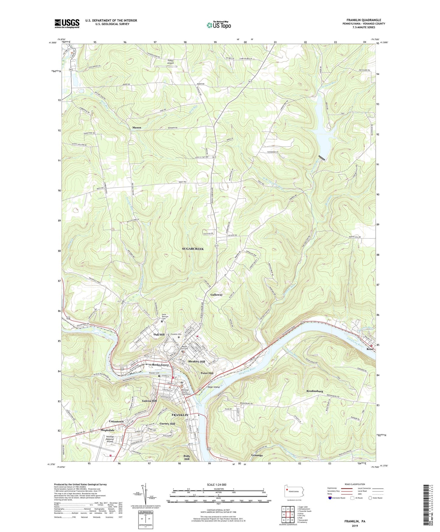 Franklin Pennsylvania US Topo Map Image