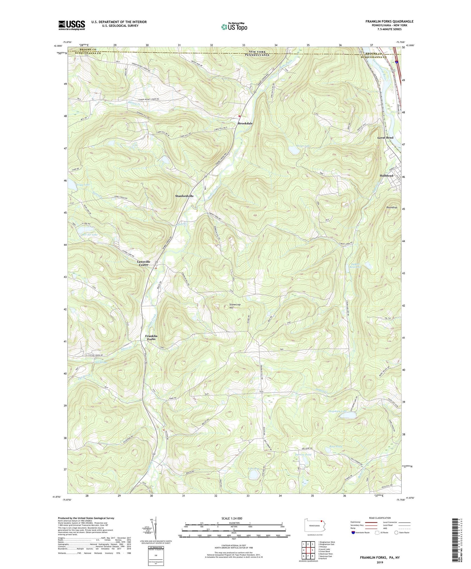 Franklin Forks Pennsylvania US Topo Map Image