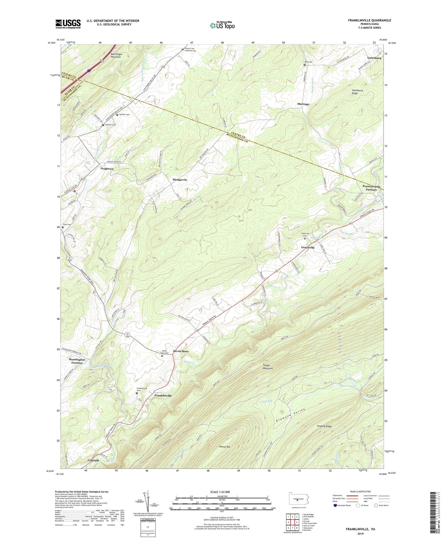 Franklinville Pennsylvania US Topo Map Image