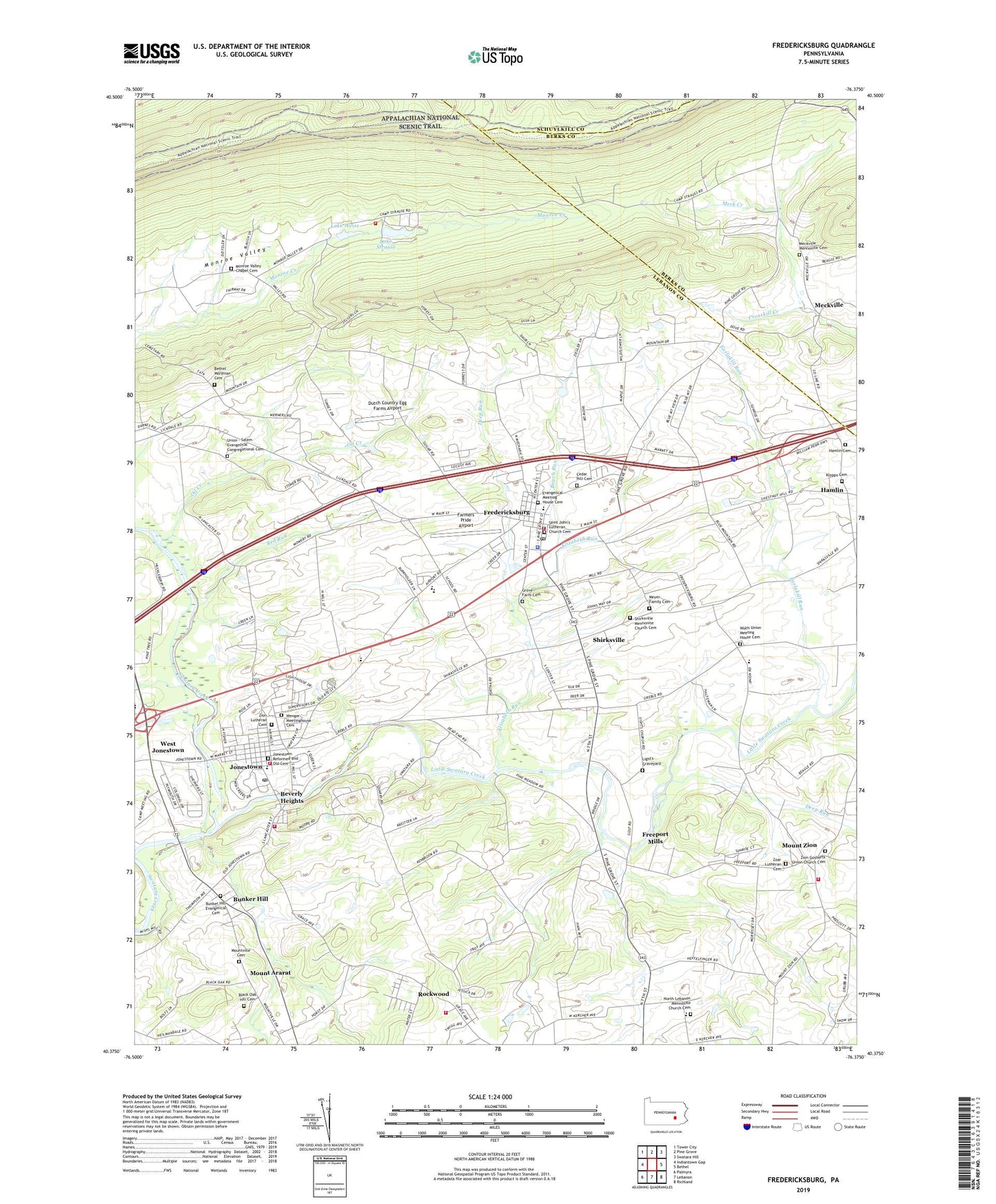 Fredericksburg Pennsylvania US Topo Map Image